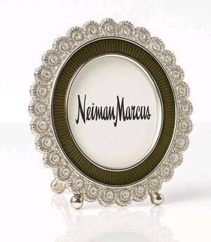 St John Neiman Marcus Silver Swarovski Crystal Round Mini Picture Frame Glam